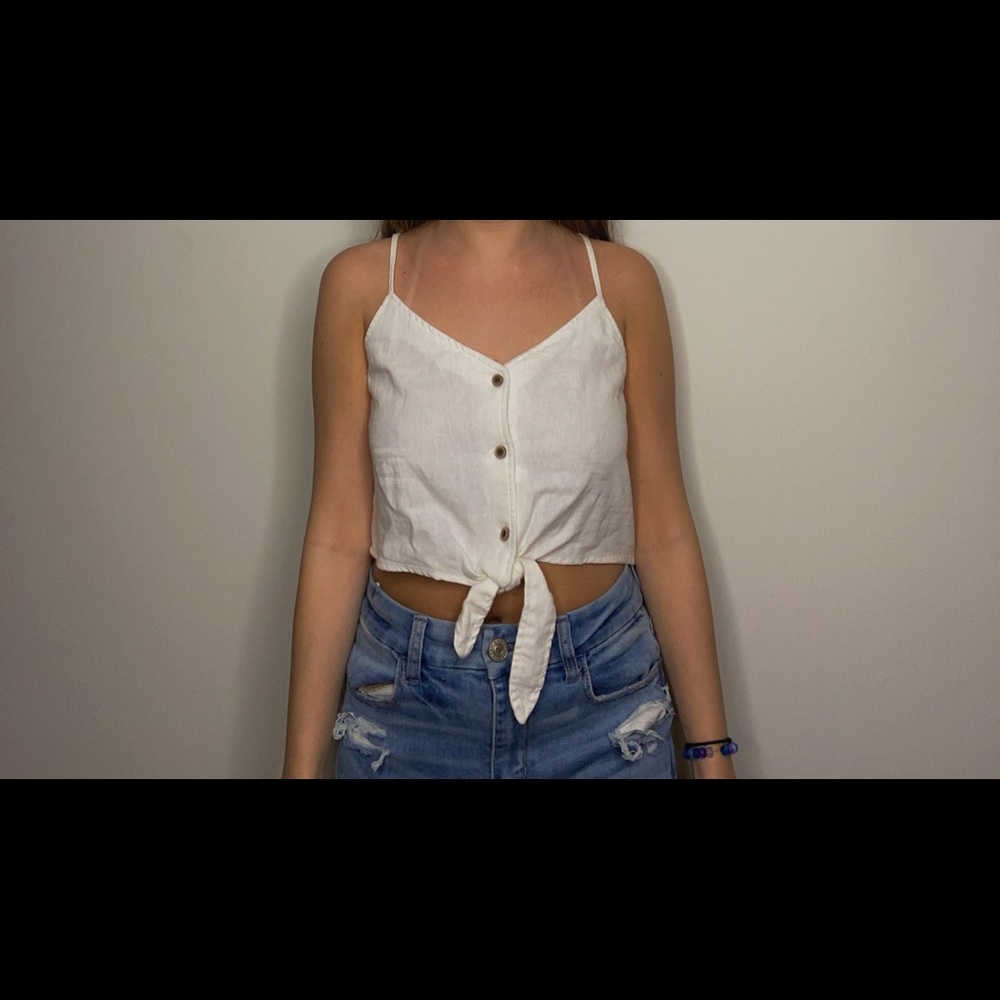 garage cream button tee